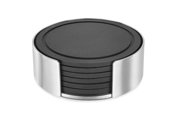 "VETRO" 6 Untersetzer mit Halter, rund