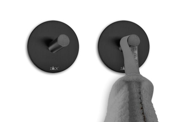 "PECO" crochetporte-serviette, rond, set/2,noir